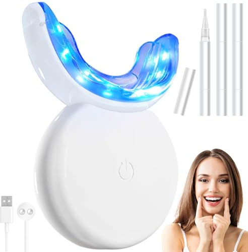 Piashow Teeth Whitening Kit, Bleaching Zähne Set mit 3Pcs Zahnbleaching Gel für Zahnaufhellung & Zähne Aufhellen, LED Hause Zahnaufhellung Bleaching Set, Zahnaufhellungsset für Weiße Zähne, Weiß