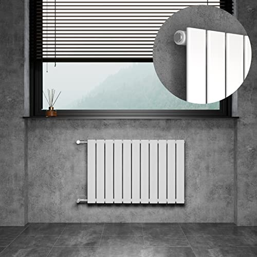 WITEN&NOCK Design Heizkörper Flach Paneelheizkörper Weiß 850 x 550 mm Einlagig mit Seitenanschluss Austauschheizkörper Nabenabstand 500 mm inkl. Montageset