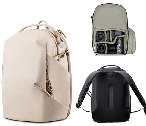 PGYTECH OneGo Lite Kamerarucksack 16L, Leichter Wasserabweisend Rucksack Fotografin für Stadt & Reise, Kameratasche Kompatibel mit Spiegelreflexkamera Sony/Canon/Nikon, 14'' Laptop, Creme Weiß