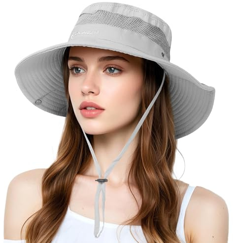AYPOW Mujer Sombrero de sol Malla Gorro de ala Ancha Sombrero de Pesca, Solar UV Protección Respirable Sombrero de Pescador Sombrero de Playa, Plegable Visera para el Sol Vacacione Sombreros de Verano