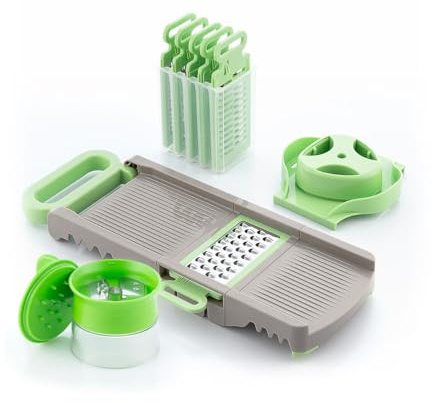 InnovaGoods Manueller Gemüsehobel + 6-in-1-Klapphobel, Reibe und Schneide alle Arten von Lebensmitteln schnell, ideal für Zucchini, Kartoffeln, Gurken.