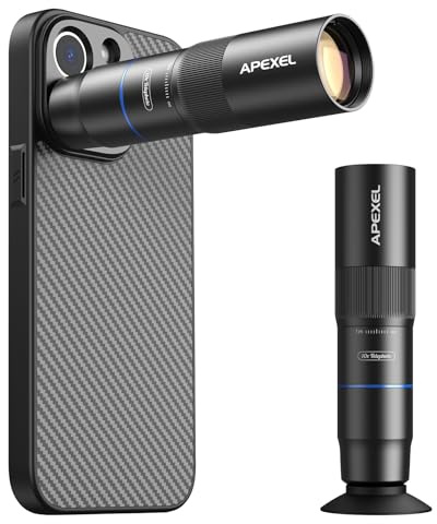 APEXEL Compact 10x telephoto lens for smartphone and 200mm macro lens with special mobile phone case, professional FMC ED mobile phone lens, suitable for iPhone 16 Pro Max