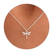 KINHOPI Collier Argent Femme Collier Pendentif Libellule avec Zircone Cubique Chaîne Argent Bijoux Cadeaux pour Femmes Filles