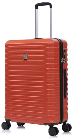 Rocklands Large Suitcase Hard Shell Lightweight 4 Dual Spinner Wheels Trolley Luggage Suitcase Hold Check in Luggage TSA Combination Lock (Orange, Medium 24)