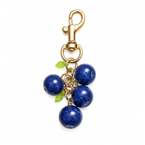 LynixTrade Blueberry Bag Charm Keychain | Bag Charm for Handbags Keys & Phone, Gold Clip, Cute Blueberry Design, Lightweight Gift for Women & Girls