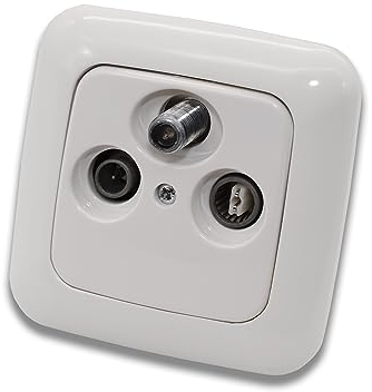 BUSCH JÄGER Komplettset / Antennensteckdosen-Einsatz Radio/TV/SAT Triax FS 302 F + 1fach Rahmen und Abdeckung, alles in Busch Jäger Reflex SI Alpinweiß