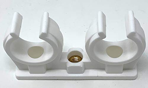 WBV 25 Stück Doppel Rohrclips 20-22mm mit M6 Messinggewinde, Weiß