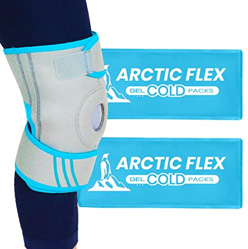 Vive Knee Ice Wrap - Hot Therapy Brace - Gel Packs for Arthritis, Surgery and Workout Pain Relief - Reusable Cooling Support - Flexible Compression for Men, Women, Swelling, Injury and Sprains