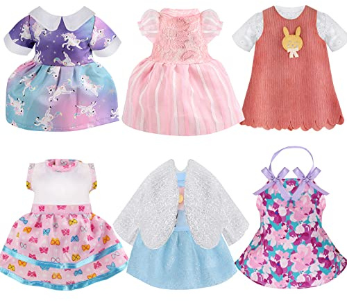 Alive Girl Baby Clothes - 6 Sets 12 Inch Baby Dolls Dress Accessories Include unicorrn Skirt Snow White Dresses Swimsuit Outfits, 12 Inch Doll Clothing for Girls Birthday Xmas Gift