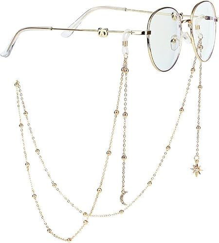 AININI Eyeglass Chains with Solid Star Moon for Men, Stylish Eyeglasses Chain Necklace Mask Lanyard Chain Sunglasses Chain Face Mask Holder Chain for Women Girls Men