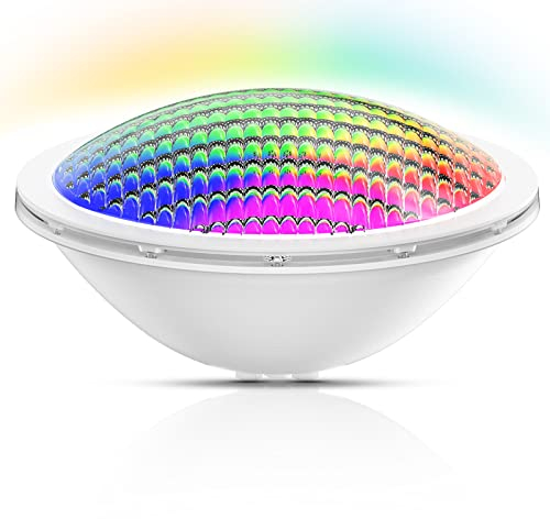 LyLmLe LED Piscina PAR56, 20W Lampade LED Sommergibile PAR56 Multicolore RGB, Subacquea Illuminazione Pisicina, Impermeabile IP68, 120°angolo, 12V AC, Interruttore ON/OFF (Senza Telecomando)