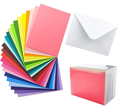 60 Pack A7 Colored Blank Cards and Envelopes 5x7 inch, 24 Assorted Colors Folded Greeting Cards, Self Seal White Envelopes and Thank You Cards for Invitations, Weddings, Postcards, Birthday