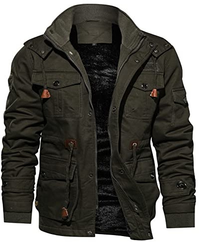 Chaquetas Cargo de Polar Hombre Chaqueta Aviador Militar de Algodón Abrigo Cortavientos Invierno Grueso y Caliente