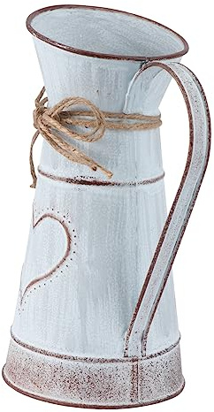 Galvanized Pitcher Antique Watering Can Metal Flower Vase Farmhouse Country Plant Decorative Flower Holder for Home Office Decor Garden Wedding