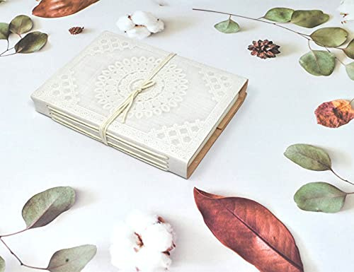 India House-Handmade Leather Journal präglad perfekt för kalligrafi, poesi, gästbok eller Instagram | Med makramé bokmärke
