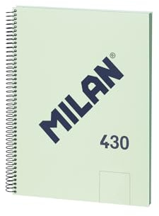 MILAN® Cuaderno A4 con espiral y tapa dura, 80 hojas blancas de 95 gr/m², colección 430 since 1918, verde