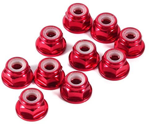Respicefinem 10 piezas M3 Tuerca de seguridad con brida 10 0 × 7 0 × 1 0 10 piezas M3 Tuercas de aluminio autoblocantes con inserto de nailon Tuerca de seguridad hexagonal Rojo osc