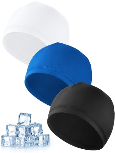 MELLIEX 3 Piezas Gorro para Hombre Mujer, Transpirable Seda Helada Running Skull Cap Multifuncional Gorro Bajo Casco para Ciclismo Moto