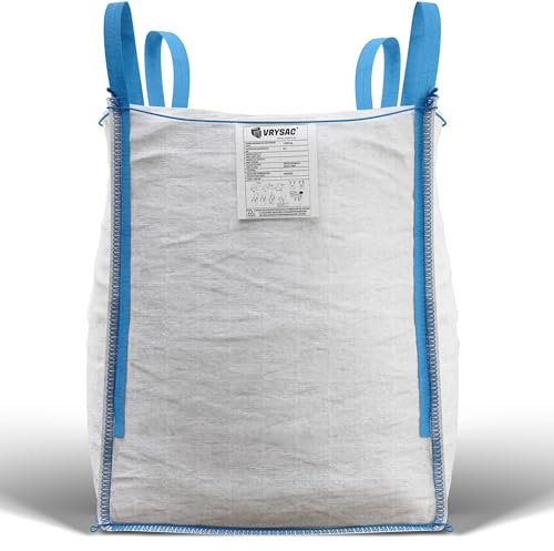 VRYSAC Sacos Big Bag para Escombros, Jardín o Leña - Sacas 1000 Kg para obra - Medida 85x85x90 cm - Big Bags Resistentes y Reutilizables para Resíduos de Jardín, Leña, Obra, Grava, Arena, Leña (1)