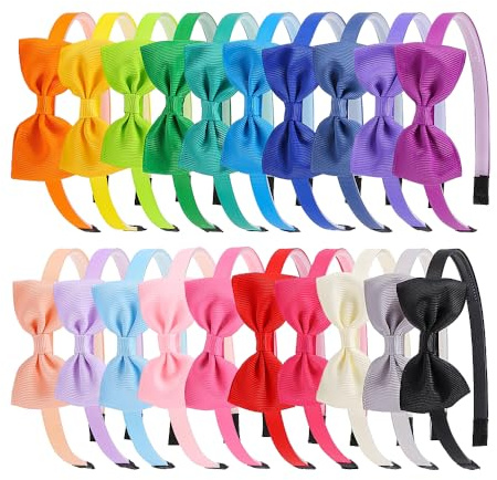 XIMA 20pcs Cute Bow Headbands for Toddler Girls Stylish & Comfy 2-4 Years Adorable Head Loop for Little Girls 1-6 Years Diademas Para Niñas Hairbands with Bows Perfect Kids Hair Accessories