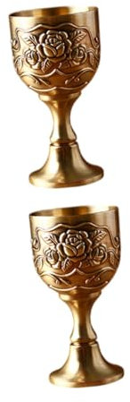 Holibanna Copa de Vino Pequeña Antiguo de Aleación de Zinc Diseño Base Robusta para Bebidas Frías y Calientes Hogar 2 Unidades