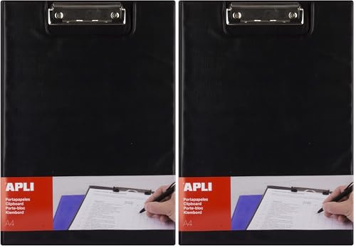 Apli 17204 - Porte-blocs avec rabat noir A4, Polypro (Lot de 2)