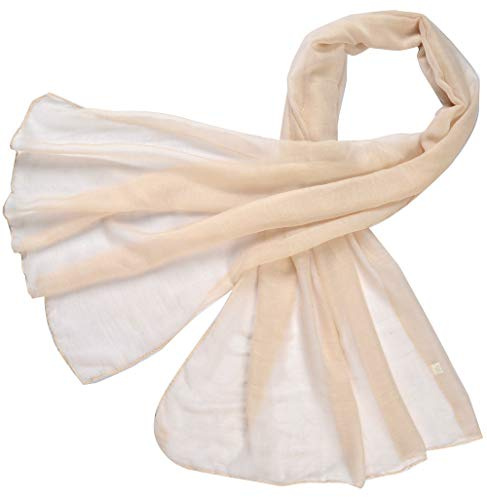 Krinkle Loop, sciarpa effetto stropicciato, in tinta unita, ideale per primavera, estate e autunno, 70 x 180 cm Beige M
