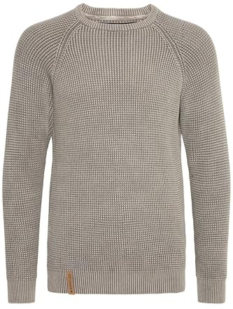 Indicode IDRockford Herren Pullover Strickpullover Grobstrick Pullover mit Rundhals-Ausschnitt Rippbündchen 100% Baumwolle Regular fit, Größe:S, Farbe:Iron (920)