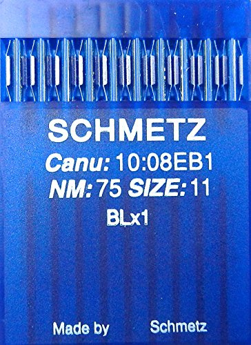 Schmetz 10 Round Shank Sewing Machine Needles BLx1 ST.75 for Bernette Overlock MO 203/204, Juki Lock MO 102-104/MO 134, Riccar Lock F4/RL 340-343 - Pack of 10