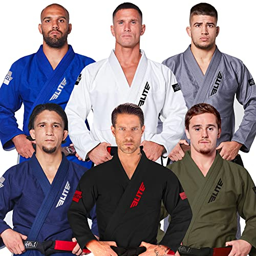 Elite Sports BJJ GI für Herren IBJJF Kimono BJJ Jiujitsu GIS mit sanforisiertem Stoff und Gürtel (siehe spezielle GröÃŸentabelle) (Premium WeiÃŸ, GröÃŸe 3)