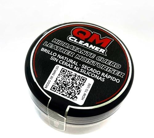 QM Cleaner Hidratación Cuero | Cuidado de la Piel del Coche, sillones, Sofa... Crema de Rápida Absorción válida para Todo Tipo de Pieles (Hidratante 100ml + 1 Esponja)