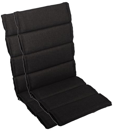 LILENO HOME Gartenstuhl Auflagen als [2er Set - Hochlehner] in Anthrazit - Bequeme Liegen als Sitzauflagen für Gartenmöbel - Stuhlkissen für Gartenstühle und Klappstühle