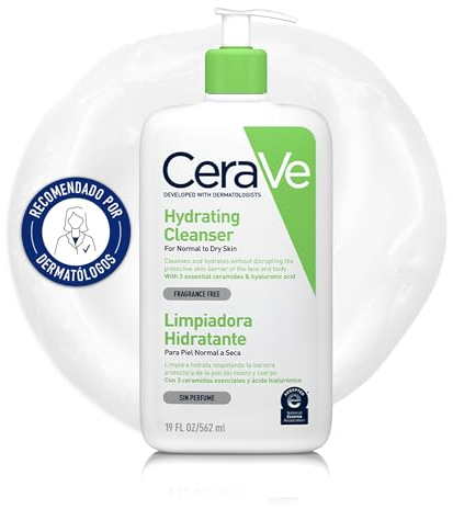 CeraVe Gel Limpiador Hidratante, Para Piel Normal a Seca, Limpia e Hidrata, Equilibrio de la Piel, Enriquecido Con Ceramidas Esenciales y Ácido Hialurónico, Apto para Rostro y Cuerpo, 562ml