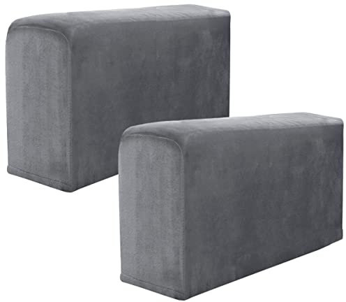 Armlehnenbezüge-Set, Stretch-Sessel, Couch, Armlehnenbezug, rutschfest, Spandex, Polyester, für Sofa, Stuhl, Armlehnen, Schonbezüge für Stuhl, Sofa, Couch, Liegestuhl (dunkelgrau)