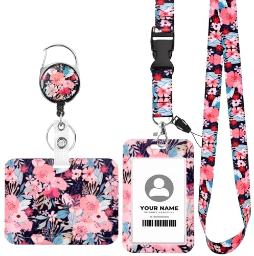 Ausweishülle mit Band mit 2 Ausweishalter, Einziehbarer Ausweishalter Kartenhülle mit Band Kartenhalter Ausweis mit Drehbarer Karabinerverschluss für Schüler Lehrer Krankenschwester