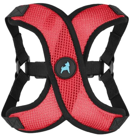 Gooby Comfort X Step in Lite Dog Harness - Choke Free, Escape Free with Light Breathable Mesh - Step in Dog Harness for Small Dogs Only - Quick Release Buckle, Metal D-Rings - Red, Medium