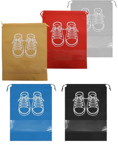 QLEUIFT 5 pcs Grands Sacs de Rangement pour Chaussures, étanches à la poussière, avec Cordon de Serrage et Fente Transparente, organiseurs d'emballage Portables pour Un Usage Quotidien et en Voyage