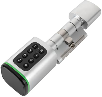 Cerradura de puerta electrónica, código electrónico cerradura de puerta principal para casa inteligente, cerradura de cilindro inteligente con interfaz de emergencia huella digital (blanco)