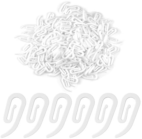 Lixiluxia 200 Pezzi Ganci per Tende, Gancetti per Tende, Ganci Tenda, Ganci per Tende Scorrevoli, Gancio Tenda Rinforzato, Gancio per Tende in Plastica, Ganci Binario Tenda per Tenda Finestra(Bianco)