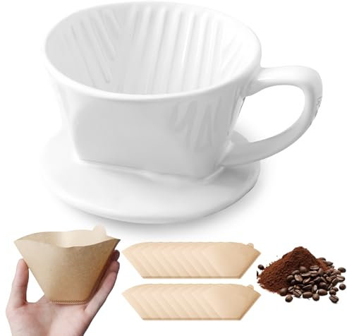 Filtro da caffè in porcellana WIYETY, 50 fogli filtranti, 4 tazze, regalo per amici