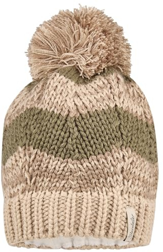 Sterntaler Bommelmütze in Melange-Optik kombiniert mit Baumwollfleece-Futter – Jungen – warme Mütze für Baby und Kinder, braun, Größe 55