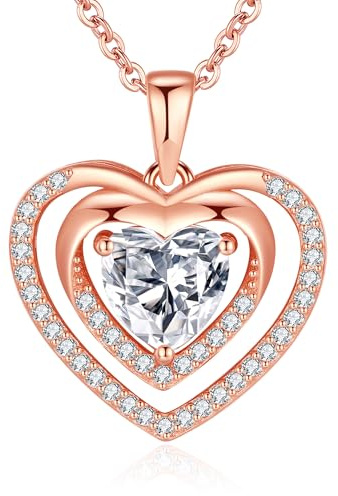 Jrêveinfini Coeur Collier Femme Or Rose Argent 925, Collier Coeur Amitié, Personnalisé Pendentif Femme Maman Mere Fille, Bijoux Cadeau Fete Des Meres Anniversaire Maman