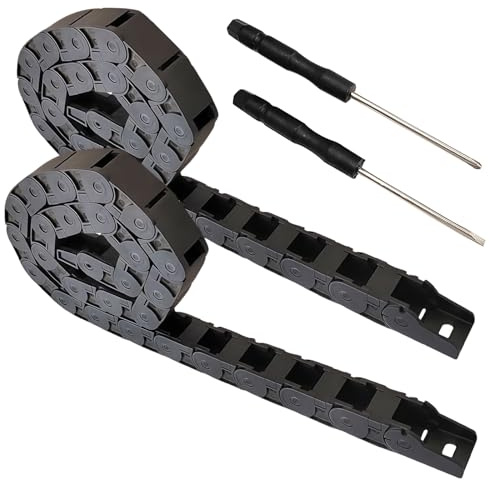 GOEDCH Chaîne Porte Câble et Tournevis: 2 Pièces 1M Chaîne de Traînée 15mm x 30mm, Tournevis Cruciforme Amovible, Chaîne Porte-Câble pour 3D Imprimante, Noir Câble de Chaîne Porte Câble Flexible