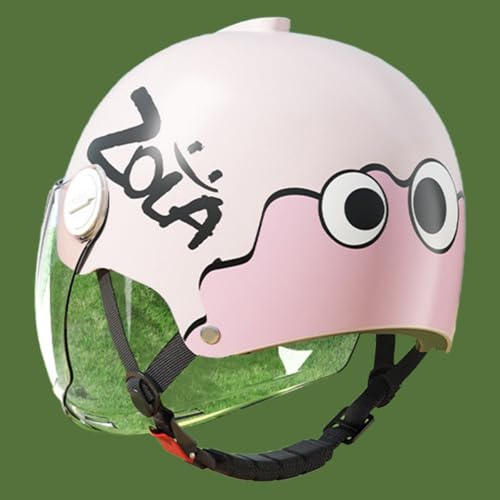 Mopedhelm Für Kinder, Motorrad-Halbhelm Mit Sonnenblende Für Jungen Und Mädchen Von 3 Bis 12 Jahren, Rollerhelm Mit Niedlichen Mustern ECE 22.06 Zertifiziert D,45-55cm