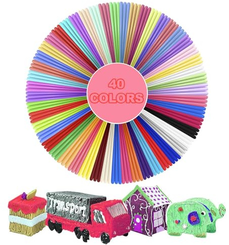 3D Pen Filament Refills, 40 Colors 1.75mm Bundle PLA Threads 16.4 Feet per Total 656 Feet Compatible with SCRIB3D MYNT3D Printing Pen Filament for Art Crafts Doodler Great Holiday Gifts