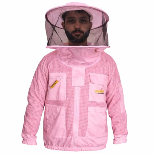 URBANSBEE Chaqueta de apicultor ventilada con sombrero redondo y amplios bolsillos - camisa apicultor, chaqueta protectora de abejas para hombres y mujeres profesionales