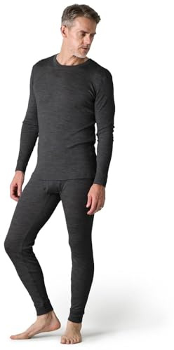 LAPASA Herrar 100 % merinoull termounderkläder set, premium merinoull undertröja och kalsonger, termiska funktionella underkläder (M31 varm/M126 extra varm), Mörkgrå (varm M31), XL