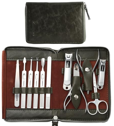 FAMILIFE Stainless Steel Manicure Set 11-in-1 Professional Nail Clipper Kit