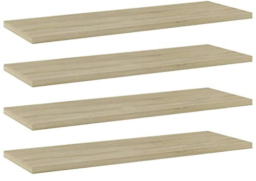 vidaXL 4X Estantes Estantería Estudio Salón Decoración Libros Librería Librero Biblioteca Tablero Extra Madera Contrachapada Roble Sonoma 60x20x1,5 cm