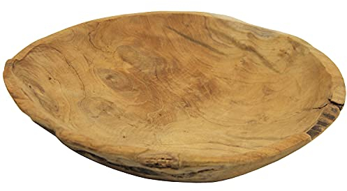 Deko-Tablett aus Teakholz, Dekoschale Holzschale Teakschale Wurzelholz-Schale